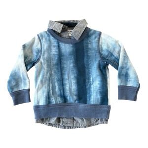 OSHKOSH GENUINE Sweatshirt Kids Boy 12 Months Blue Tie Dye /Denim Pullover Shirt